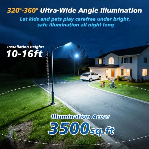 AsWonist 10000W Solar Street Lights Outdoor - 6500K Solar Lights Outdoor IP66 Waterproof, Solar Street Light Dusk to Dawn, Solar Flood Lights Outdoor Motion Sensor with Remote Control for Yard, Garage - Thumbnail 3