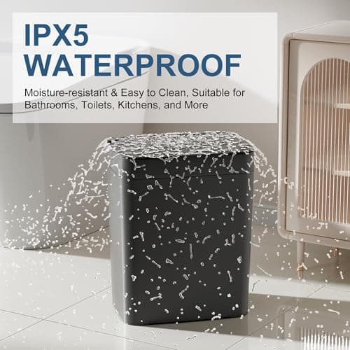 Vanpopubs 2 Pack 2.7 Gal Bathroom Trash Can with Lid, Automatic Trash Can Small Smart Garbage Can Touchless, Slim Motion Sensor Waterproof Plastic Trash Bins for Bedroom Office Kitchen Toilet Black - Thumbnail 5