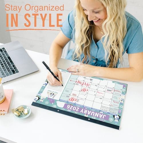 Hadley Designs Large Desk Calendar 2026-2027 - Desktop Calendar 2026, 18-Month Desk Calendars for Home, Office & Classroom, Cute Colorful Classroom Must Haves, Gifts for Coworkers, Teachers & Students - Thumbnail 2