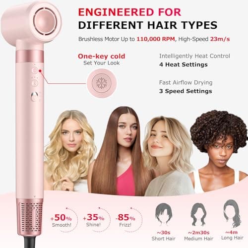 5 in 1 High-Speed Hot Air Styler - Professional Frizz-Free Hair Dryer Brush, Fast Drying Hair Dryer with Diffuser, No Heat Damage Air Styler Wrap - Curl, Volumize - Thumbnail 5