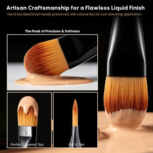 AINOCHI Flat Liquid Foundation Brush,Professional Soft-Focus Under Eye Concealer Brush with Premium Synthetic Fiber Blend for High-End Base Makeup,Precision Detail Highlighter & Flawless Blending,1pc - Thumbnail 3