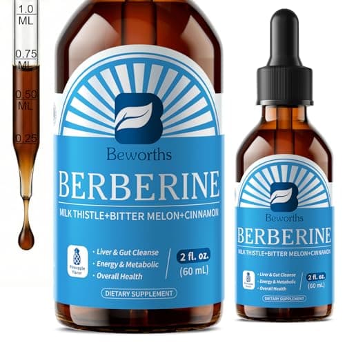 Berberine Supplement with Ceylon Cinnamon - Berberine Liquid Drops with Milk Thistle, Ceylon Cinnamon, Turmeric,Bitter Melon, Berberine Phytosome for Digestion System, Immune Health Support-Vegetarian - Image 1