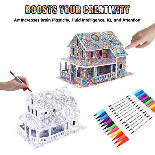 BEARUN 3D Coloring Puzzle Set, Arts and Crafts for Girls and Boys Age 6 7 8 9 10 11 12 Year Old, Fun Educational Painting Crafts Kit with Supplies for Kids, Birthday Toy Gift for Kids - Thumbnail 4