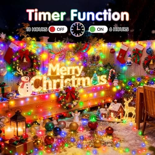 KNONEW 203FT 600 LED Outdoor Fairy Lights Plug in, Christmas Fairy Lights Outdoor Waterproof 8 Modes Memory Times for Wedding Bedroom Walls Garden Trees Decoration - Thumbnail 6