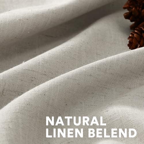 PrinceDeco Light Filtering Curtains 96 Inches Long 2 Panels Long Semi Sheer Linen Blended Window Curtains Back Tab Pocket Boho Rustic Farmhouse Drapes for Living Room Bedroom 52X96, Pale Oak Colored - Thumbnail 2
