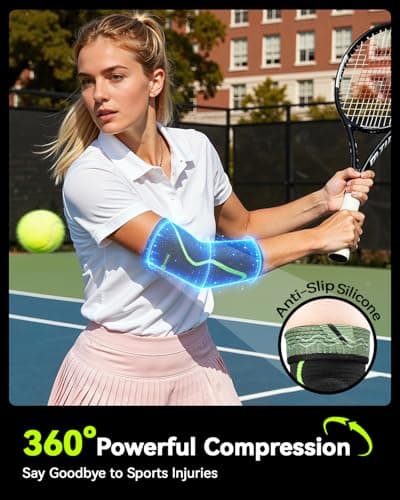 Elbow Brace Support with Gel Pads Breathable Elbow Compression Sleeve for Men & Women 4D Knit Elbow Sleeve for Golfer's, Tennis Elbow, Tendonitis, Reduce Joint Pain During Any Activity(Black, X-Large) - Thumbnail 3