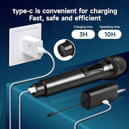 Wireless Karaoke Microphone dynamic Mic Up160ft range handheld plug-and-play design rechargeable Compatible with karaoke machines and PA systems Ideal for party、church Singing and other scenarios - Thumbnail 4
