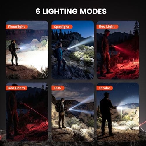 ETENWOLF L2 Rechargeable Flashlight USB-C,6 Light Modes,Flat Flashlight with Red Beam,Super Bright LED Flash Light,Lightweight Handheld Flashlight for Home Camping Emergency Gift(Vivid Orange) - Thumbnail 2