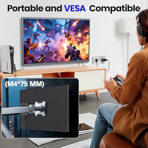 23.8'' Portable Monitor,FHD 1080P 100Hz IPS Laptop Screen Extender,USB-C HDMI Large Office Gaming Second Monitor Extender with Detachable Stand for Mac Windows PS5 Xbox Switch(Built-in Speakers) - Thumbnail 6