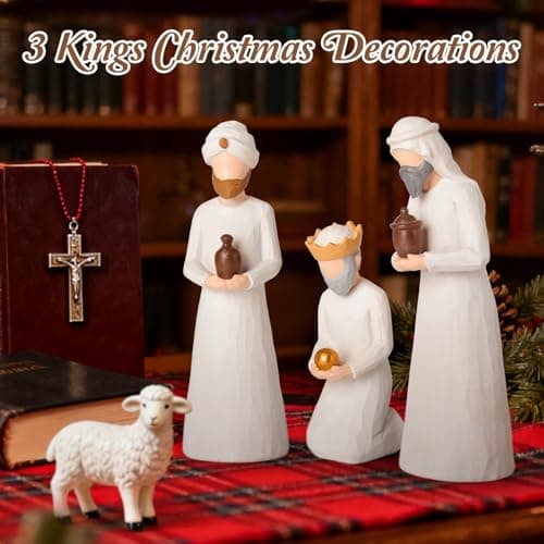 Nativity Set Three Wise Men - 8.7" Large Size Hand-Carved Resin Nativity Collection Figurines,3 Pcs Classic Nativity Scene Wisemen Figures Indoor 3 Kings New Year Decoration Gifts for Holy Family - Thumbnail 6