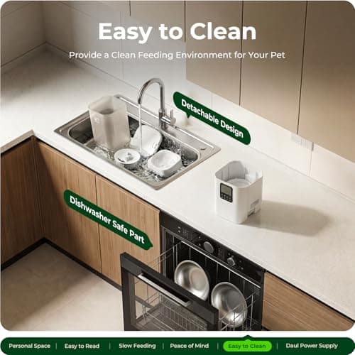 Frienhund Timed Automatic Cat Feeder 2 Cats with Slow Feed: Dual Automatic Dog Feeder with Information Visualization, Programmable Auto Cat Food Dispenser for Multiple Pets,Detachable for Clean-29 Cup - Thumbnail 6