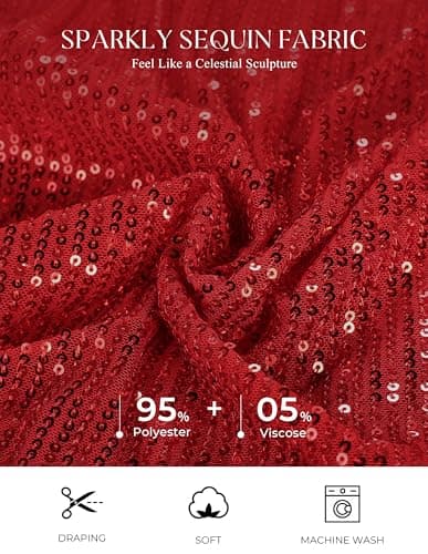 Vest Crop Cami Sleeveless Glitter Shirts Party Sparkly for Women Shimmer Club Top Sequin Tank Tops Red X-Large - Thumbnail 6