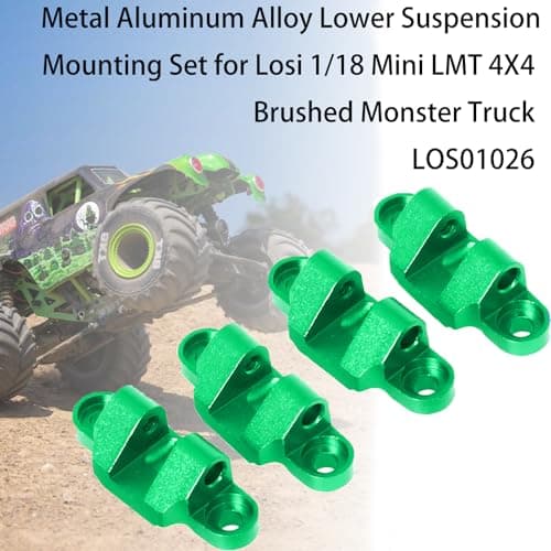 Aluminum Lower Shock Mount for Losi 1/18 Mini LMT 4X4 Brushed Monster Truck，Replacement for Losi - LOS211044 Upgrade Part Suspension Mounting Set for Losi-LOS01026 1/18 Mini LMT Monster (Green) - Thumbnail 4
