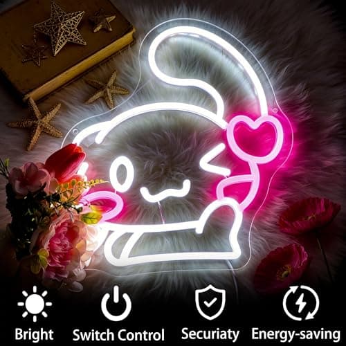 Neon Sign, FPLL Cute Neon Signs for Wall Decor White LED Signs for Bedroom, Game Room, Home Decor - Light up Sign USB Powered - Thumbnail 5