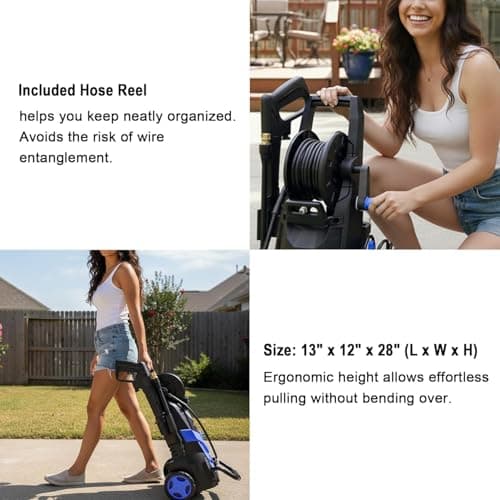 2026Upgraded Pressure Washer 4800PSI w/4 Quick Connect Nozzles, Inlet Hose & Filter&500ML Soap Tank, High Cleaning Machine for Cars/Fences/Driveways/Patios/Home Cleaning,Blue - Thumbnail 6