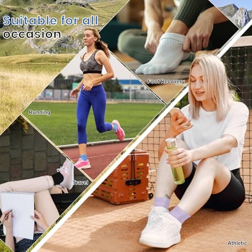 DHSO 7 Pairs Cushioned Ankle Compression Socks for Women Running Wicking Socks with Arch Support(7-Grey,Large-X-Large) - Thumbnail 2