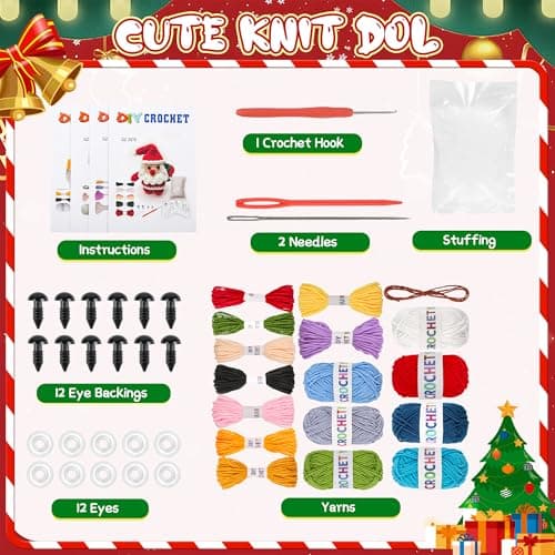 8Pcs Crochet Kit for Beginners, 2026 Great Christmas Gift for Crochet Lovers, DIY Craft for Adults and Kids, Crocheting Animal Kits with Step by Step Videos, Yarn, Crochet Hook, Birthday Holiday Gift - Thumbnail 2