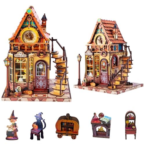 DIY Miniature House kit,Book Nook Kit for Adults 3D Puzzle with LED, Magic House Dollhouse Kit for Adults & Teens, Creative Mini Building Kit for Bookshelf Decor, Gifts for Family Friends
