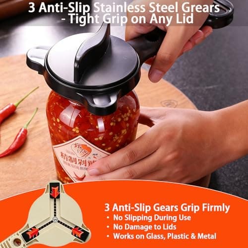 2026 New 4-in-1 Jar Opener for Seniors with Weak Hands, Manual Can Opener & Adjustable Lid Opener for Arthritis, Heavy Duty Bottle Opener, Cute Bear Design(1Purple) - Thumbnail 5