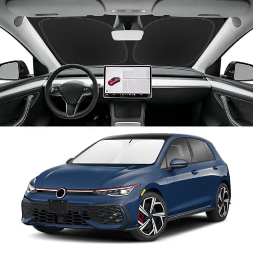 SLOGENTO Custom Fit Windshield Sun Shade for VW Golf Mk8 2022 2023 2024 2025 2026, Blocks UV & Heat, Front Window Sunshade Accessories, Easy Fold & Store Keep Your Car Cooler