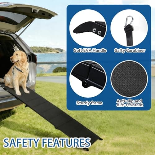 Dog Ramp for Car 71" X 18.7" Extra Long Folding Aluminum Pet Ramp for Large Dogs up to 250 LBS, Portable Waterproof Dog Ramps for SUV Truck and High Bed - Thumbnail 6