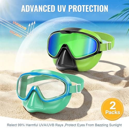 Aegend 2PCS Swim Goggles with Nose Cover,Kids Swimming Goggles with Fabric Strap,Wide View No Leaking Pool Goggles for Kid Youth Adult - Thumbnail 6