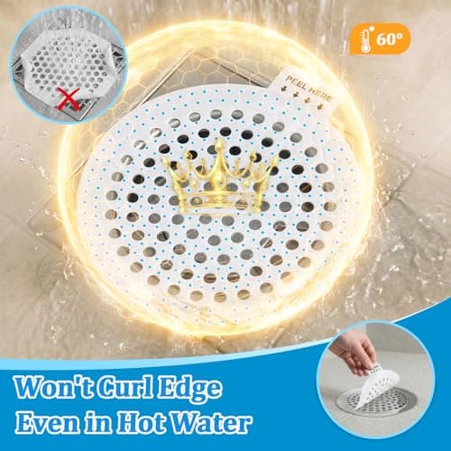 Shower Drain Hair Catcher, 38 Pack Disposable Mesh Drain Covers Strainers, Stop Hair Clog Stickers-Easy Peel Remove, Waterproof Hair Trap Collector Drain Accessories for Bathroom tub, Sink, Bathtub - Thumbnail 4