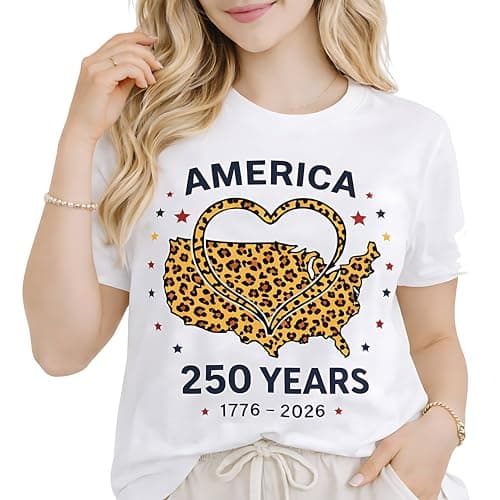 Lurivica America 250 Years Shirt Women Leopard USA Map 4th of July T Shirt Patriotic Tee - Image 1