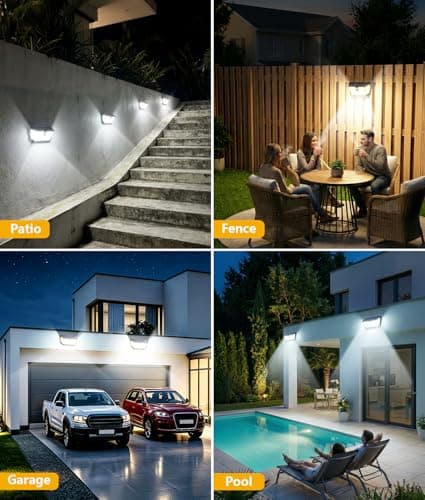 Solar Motion Sensor Lights Outdoor 2Pack, 4500LM & 300° Wide Motion Sensor, 7000K Solar Flood Lights Solar Powered, 3 Lighting Modes Solar Security Spot Lights Waterproof for Fence Wall Yard Deck - Thumbnail 6