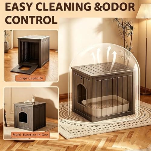 KAMABOKO Weatherproof Outdoor Cat House Resin Cat Shelter for Indoor/Outdoor Cats, Spacious Feral Cat Home with Easy Assembly, Stylish Design for Garden, Patio & Backyard，Black - Thumbnail 2