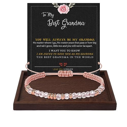 Grandma Gifts, Mothers Day Gifts for Grandma Cool Presents for Grandmas Morse Code Bracelets for Women I Love You Gift for Her Thoughtful Rose Gold Braided Retirement Bracelet Christmas Jewelry - Image 1