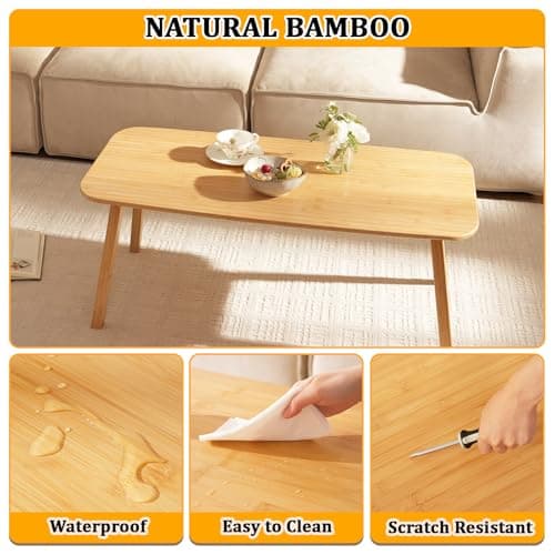 Baveke Folding Coffee Table- Foldable Floor Tables, Mid Century Coffee Table for Living Room, Small Coffee Tables Solid Wood Japanese Low Table for Sitting on Floor, No Assembly, 39.4''-Natural - Thumbnail 5
