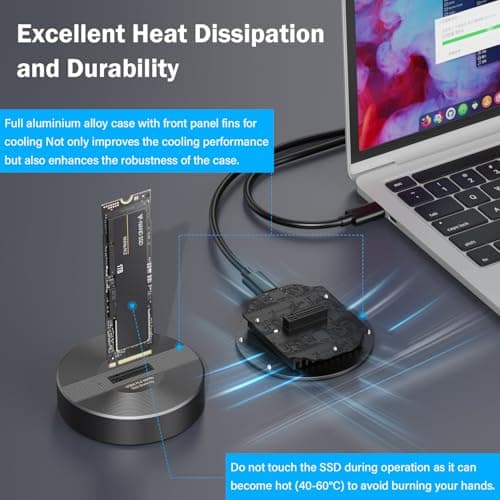 AMZPILOT 40Gbps USB 4 M.2 NVMe SSD to USB C Docking Station, M2 SSD to USB C Reader Adapter for M 2 M Key, B+M Key PCIE NVMe SSD Dock, Size for 22110 2280 2260 2242 2230 Enclosure - Aluminum Alloy - Thumbnail 5