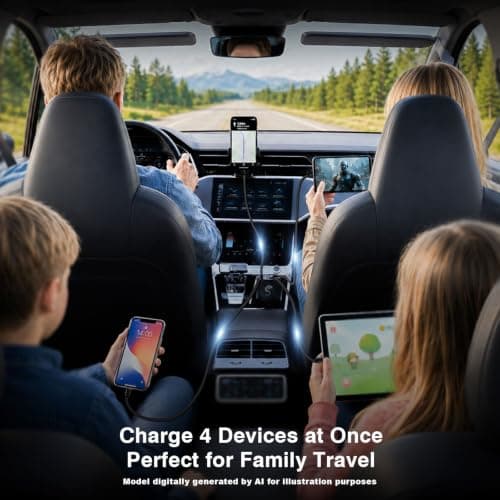 Retractable Car Charger USB C Fast Charging 120W, Car Accessories Cigarette Lighter Adapter Car iPhone17 16 15 14 13, Galaxy S26, Pixel Charger Travel Essentials Gift for Travelers, Men, Women - Thumbnail 6