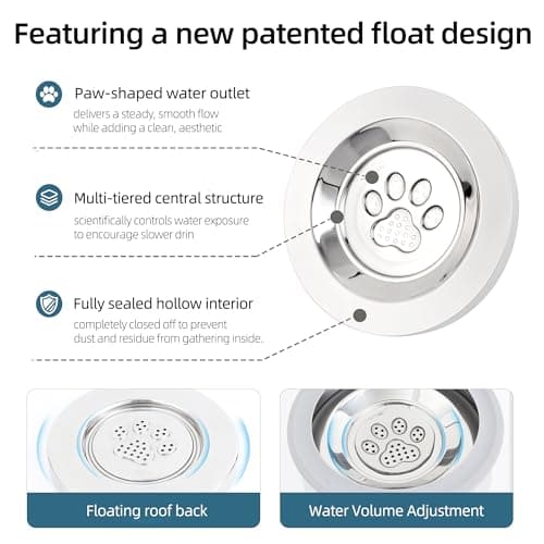 3L/0.8 Gallon No Spill Water Bowl for Dogs, Double-Wall Stainless Steel Slow Water Dog Bowls, Splash-Proof Vacuum Float, Dishwasher Safe for Large Medium Dogs (3L/101 floz) - Thumbnail 4