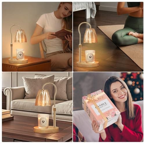 Honvinor Candle Warmer Lamp with Timer & Dimmer, Candle Warmer Height Adjustable, Fits All Jar Scented Candles, Candle Lamp with 3 Bulbs, Charming Gift Box with Ribbon for Gifting - Thumbnail 4