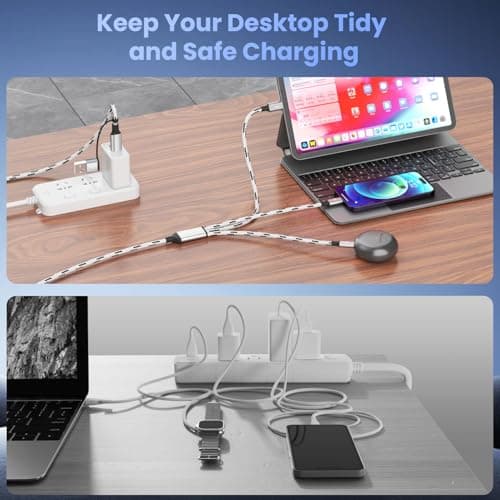 Firsting Travel Essentials 3 in 2 Multi Charging Cable, USB A/C Charging Cords with Type-C/IP/Micro, Universal Phone Charger Cord Compatible with iPhone17-8/iPad/Android/Tablet/Car (3Packs 5FT) - Thumbnail 6