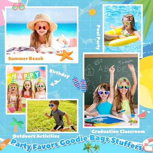 Resuar Party Favors Kids Sunglasses Bulk - Boys Girls Birthday Goodie Bags for Children Age 3-8, UV 400 Protection Neon Sunglasses Great Gifts Goody Bag Stuffers for Kids Party (32 Pack) - Thumbnail 3