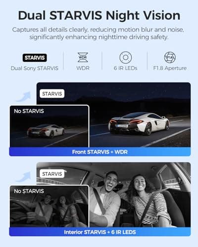 AZDOME M550 Max 4K 3 Channel Dash Cam, Dual STARVIS Sensors, 4K+2.5K+1080P Front and Rear Inside Triple Car Camera, Built-in WiFi GPS, 64GB Card Included, IR Night Vision, Ride Share Accessories - Thumbnail 3