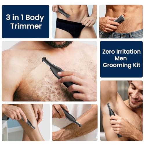Body Hair Trimmer for Men 3-in-1 Groin, Pubic & Ball Trimmer with Skin Safe No-Nick Blades, IPX6 Waterproof Wet/Dry Electric Shaver for Chest, Underarms, Legs, USB-C Rechargeable Grooming Kit - Thumbnail 2