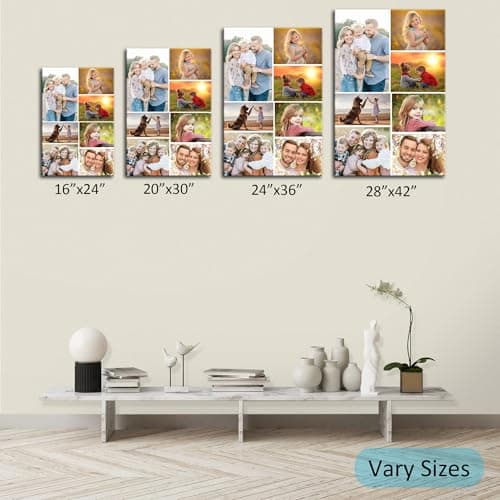 ZHIYYHAO Multi Photo Collage Custom Canvas Wall Art Framed Customize Picture Canvas Prints with Your Photos Wall Art Living Room Bedroom Study room Home Decor for Kids Family Lover Wedding (CF-4, 24.00L" X 16.00W'' ) - Thumbnail 5