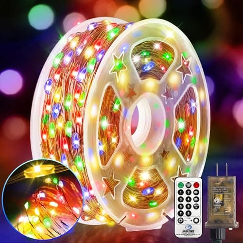 KNONEW 100FT 300 LED Outdoor Fairy Lights Plug in, Christmas Fairy Lights Outdoor Waterproof 8 Modes Memory Times for Wedding Bedroom Walls Garden Trees Decoration(Multicolor) - Image 1