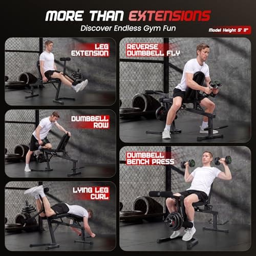 ANCHEER Leg Extension and Curl Machine, 880LBS Adjustable Leg Curl Machine, Seated Leg Extension and Lying Curl Machine for Home Gym, Leg Workout Equipment Compatible with 1" and 2" Plates - Thumbnail 6