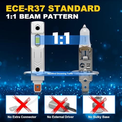KIMLATAR H1 Light Bulb,Super Bright Upgraded 600% 30000LM Brightness Cool White H1/H1LL Bulbs Real 1:1 Halogen Size 80000 Hours Lifespans Easy Install Fog Light Pack of 2 - Thumbnail 3