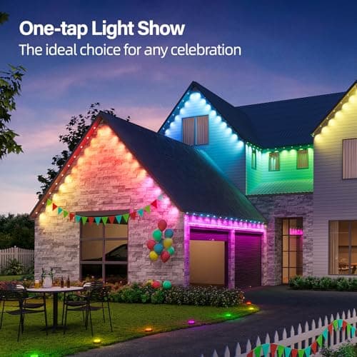 AHAWILL Permanent Outdoor RGB Lights with IP67 Waterproof, Smart Outdoor String Lights Remote Control, Eaves Lights with App, Daily and Accent Lighting for Halloween,Christmas Holiday Decor(200ft) - Thumbnail 4