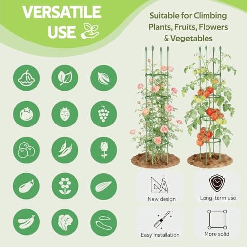 Jesosia 2 Pack Tomato Cages for Garden - Heavy Duty Tomato Trellis for Climbing Plants Vines Outdoor & Indoor - 63 Inch Adjustable Tall Tomato Cage Plant Support Stakes for Pots Raised Garden Bed - Thumbnail 5