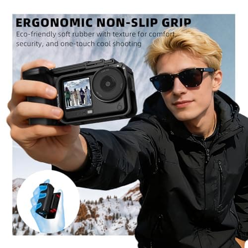 Grip Kit for DJI Action 6 (with Cage), Handle Holder Bundle Expansion Mount with Shutter Button, Quick Release Adapter, Cold Shoe for DJI Osmo Action 6 Accessories - Thumbnail 6