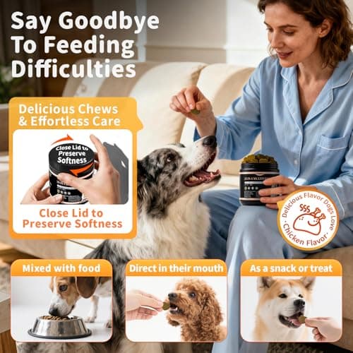 POPPAW 25-in-1 Dog Multivitamin Chews – All-in-One Daily Vitamins & Supplements for Dogs, Joint Support with Glucosamine MSM, Omega-3 Skin & Coat, Gut, Heart & Brain, All Breeds & Ages, Chicken, 90 Ct - Thumbnail 6