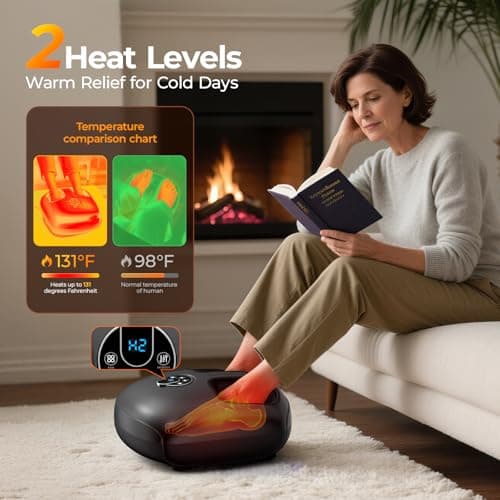 Foot Massager with Heat, 4 Modes & Vibration & Compression & Rolling for Feet Toes Relief, Electric Shiatsu Foot Massager with Remote, Fits Up to Men's Size 13, Gift for Women Men Father's Day - Thumbnail 3