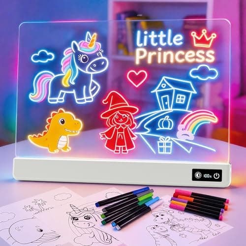 17 Inch Rechargeable LED Drawing Board for Kids, Upgraded 15 Colors Light Up Doodle Pad, Anti-Scratch PVC, Flicker-Free Eye Care, Includes Tracing Cards & 12 Markers, Birthday Gift for Girls Kids - Image 1